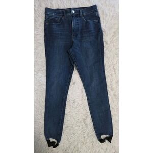 Skinny Retro High Rise Size 6 Regular Elastic Footed Stirrup Boot Blue Jeans
